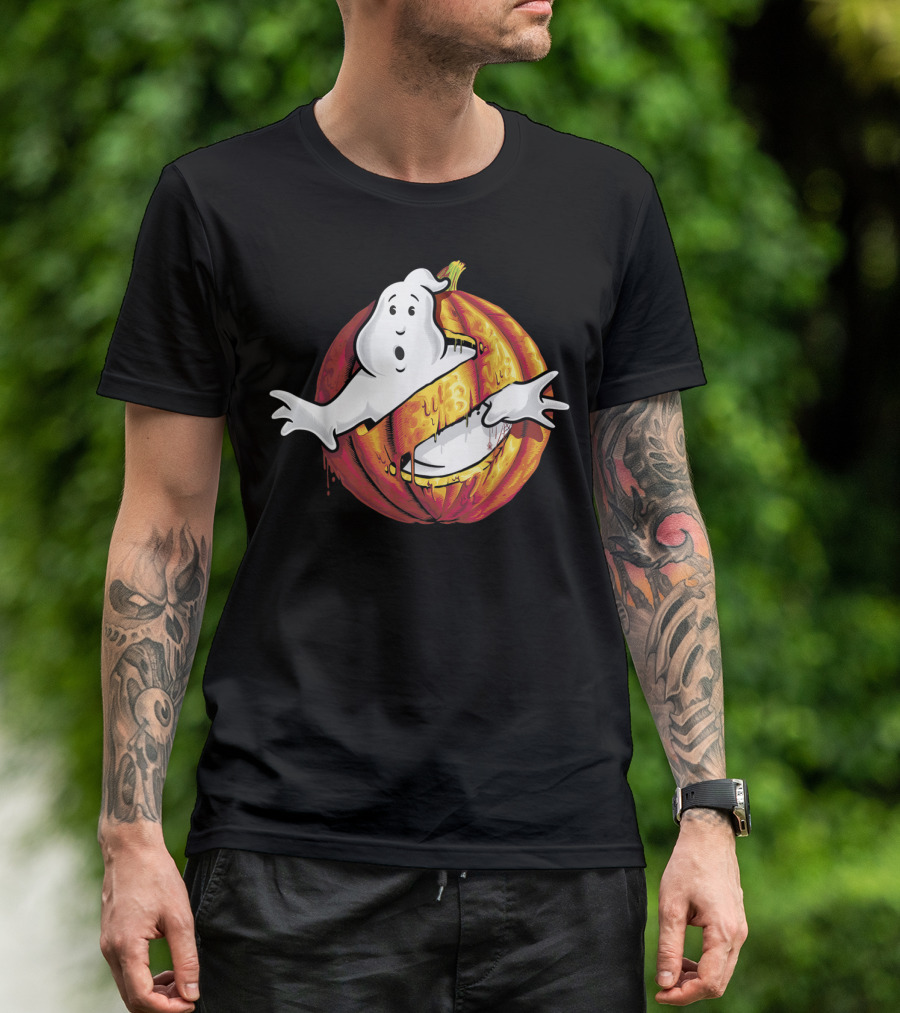 Ghostbusters Halloween Pumpkin Ghost Emblem T-Shirt