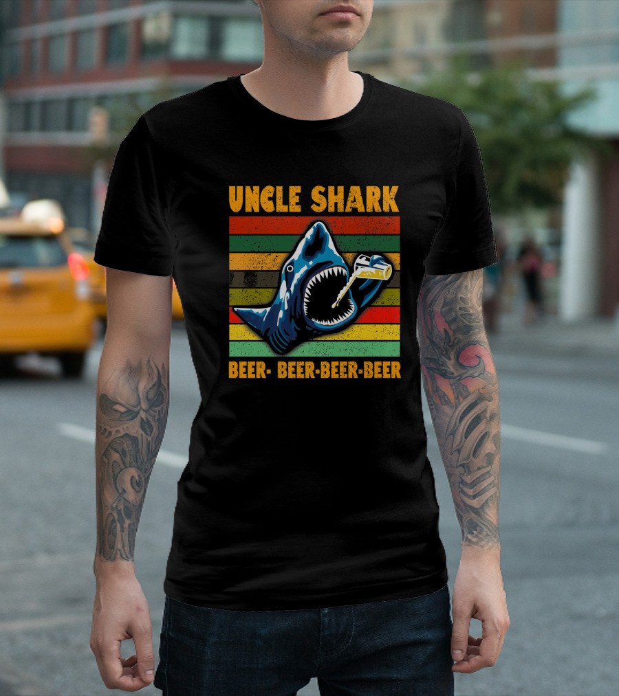 Uncle Shark Beer Beer Beer Beer Vintage T-Shirt