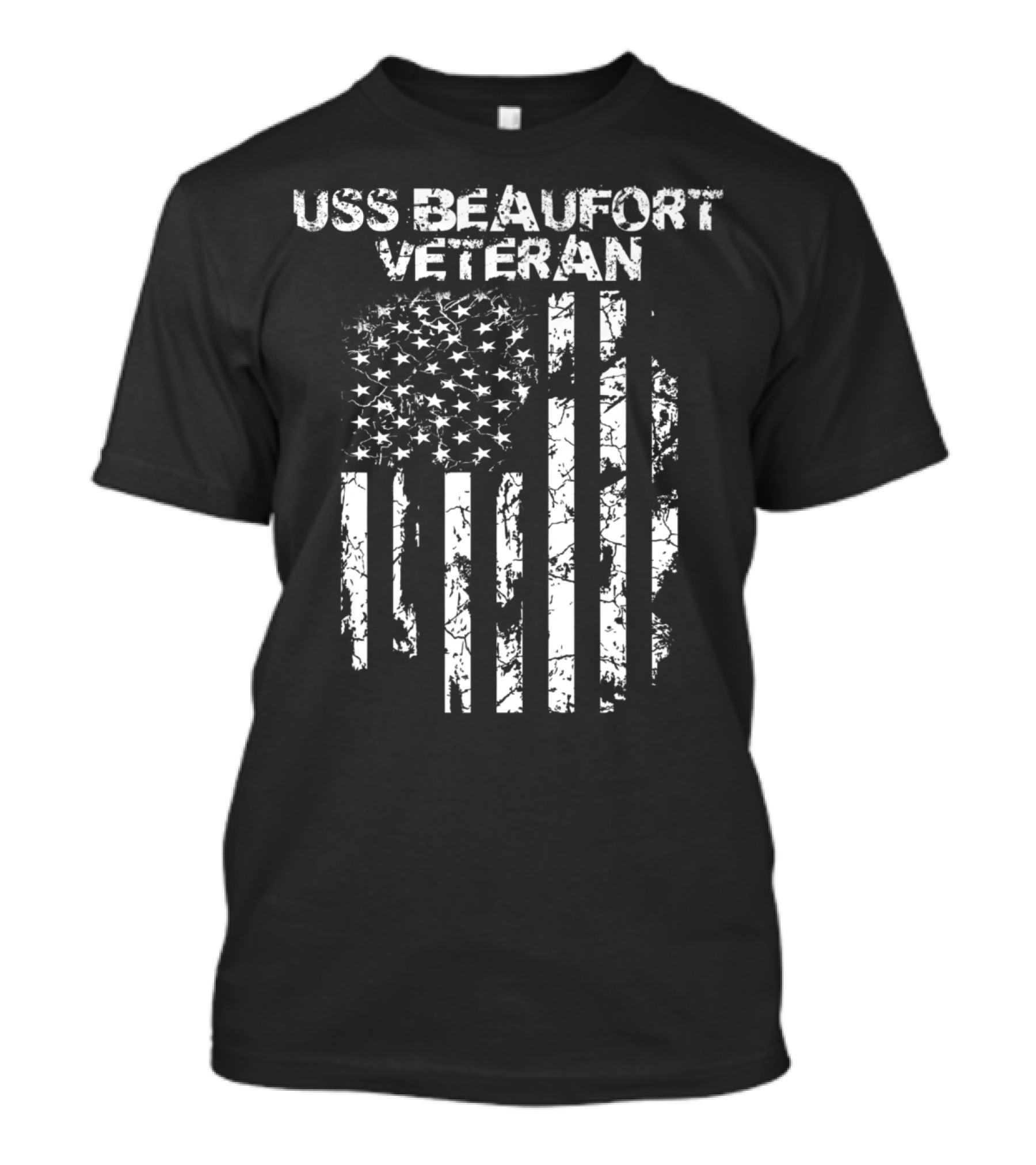 USS Beaufort Veteran Distressed American Flag T-Shirt