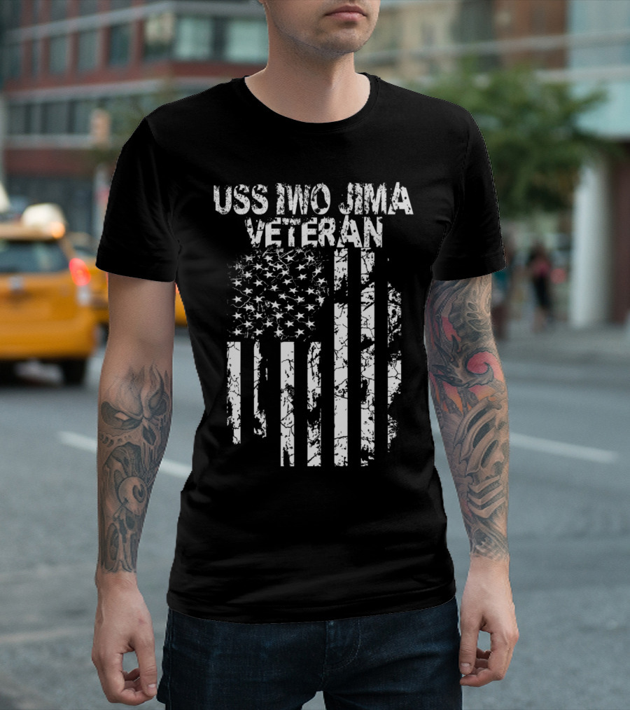 USS Iwo Jima Veteran American Flag T-Shirt