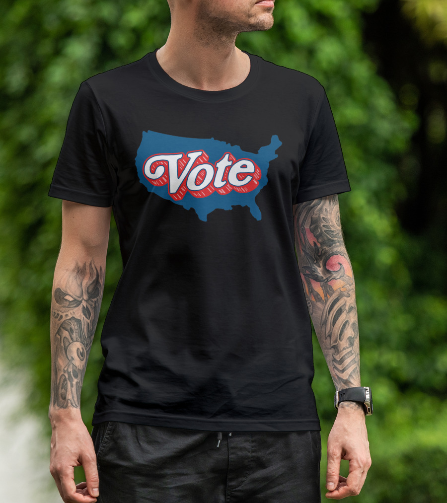 Vote USA Map Pro Voting Font Graphic Prem T-Shirt