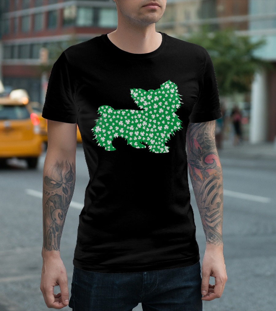 Yorkie Poo Clover Pattern St Patrick Day Pet Lovers T-Shirt