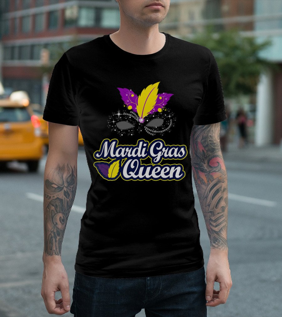 Mardi Gras Queen Carnival Party Feathered Mask T-Shirt