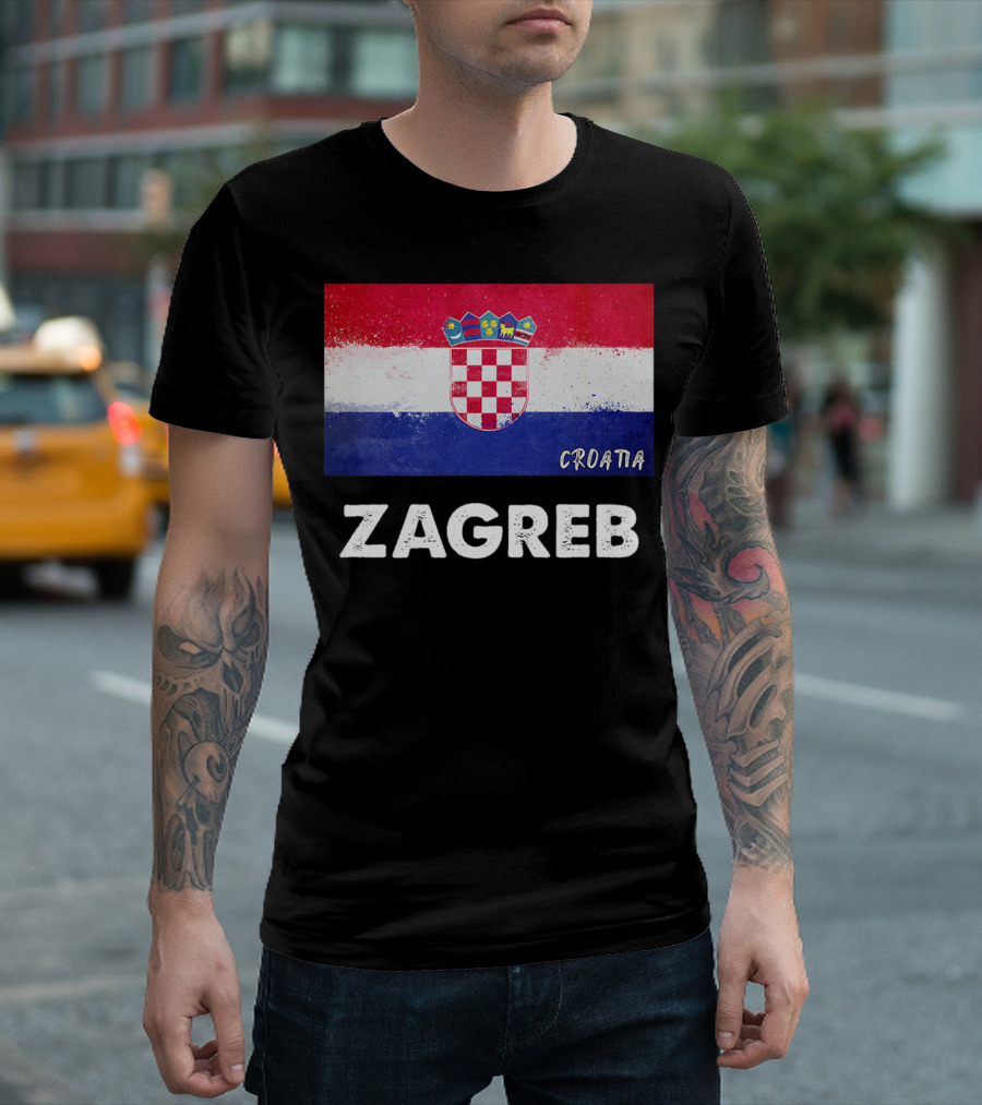Zagreb Croatia Flag With Crest T-Shirt