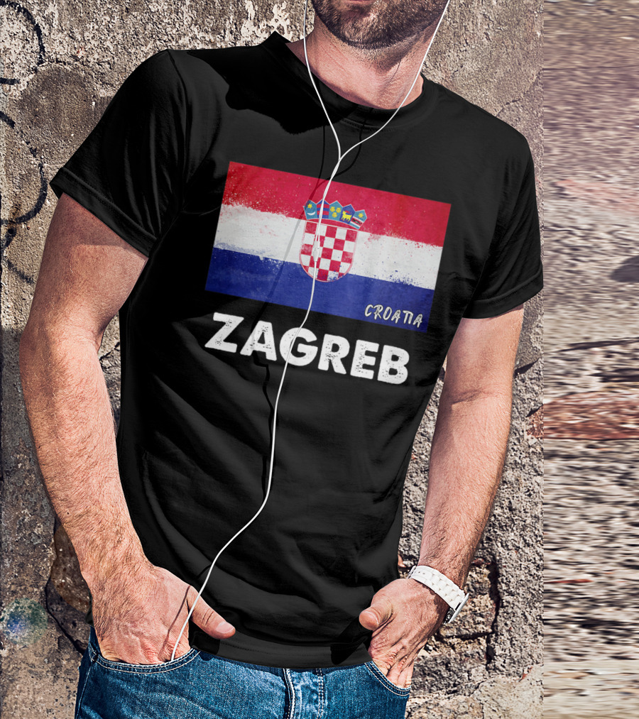 Zagreb Croatia Flag With Crest T-Shirt