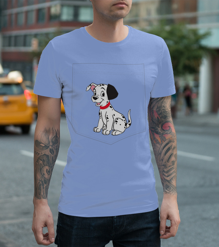 Disney 101 Dalmatian Lucky Pocket Puppy in Black Pocket T-Shirt