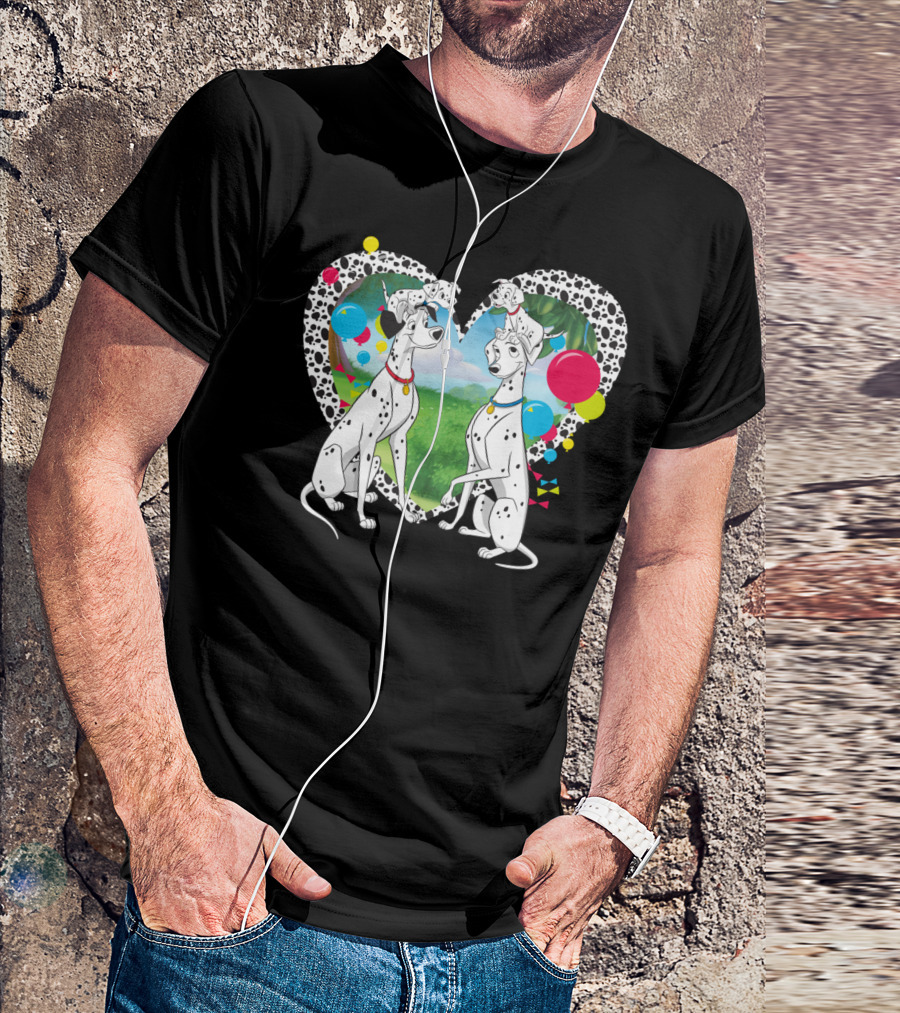 101 Dalmatians Pongo And Perdita Heartful Scene T-Shirt