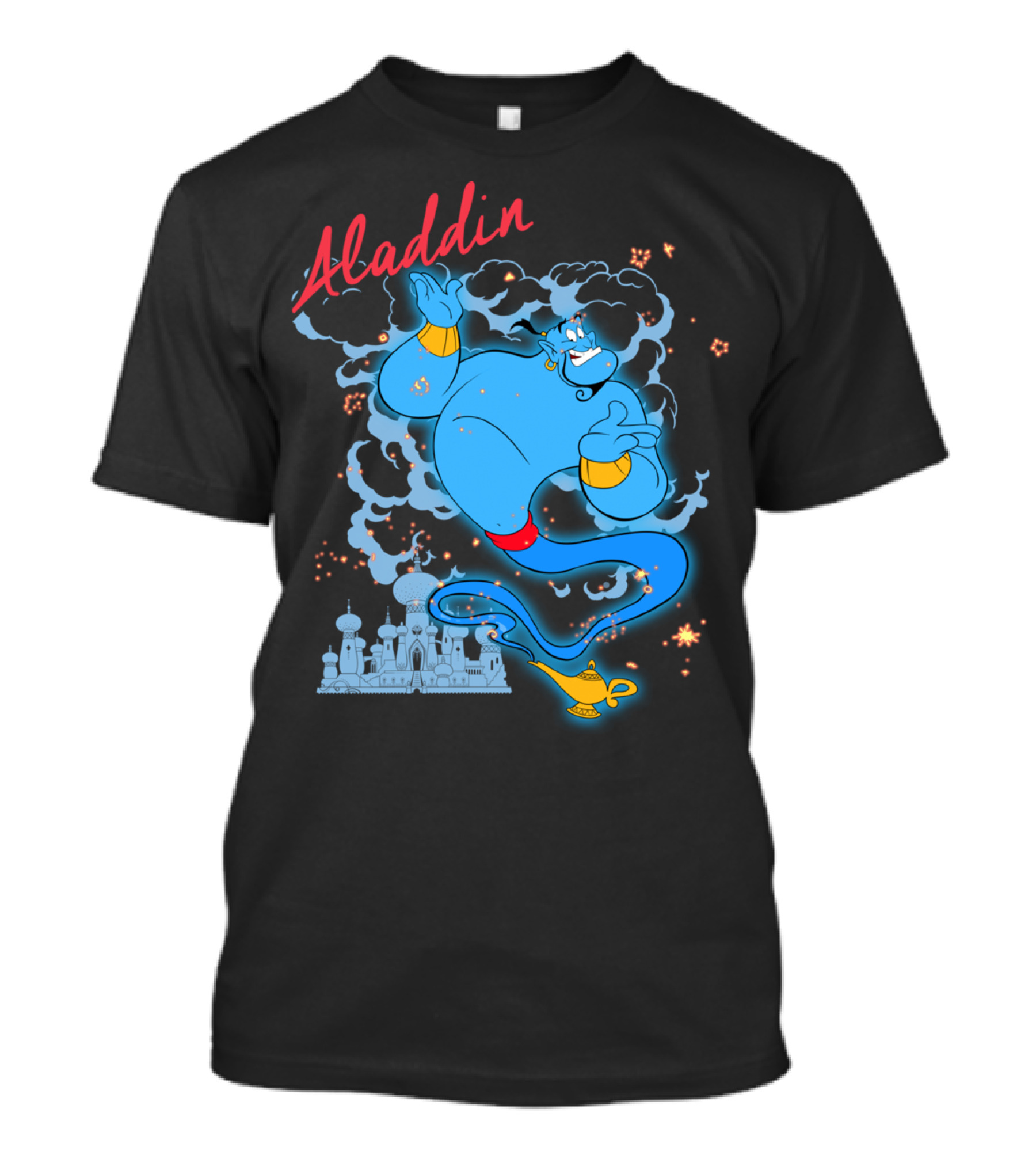 Aladdin Genie Smoke Sparkle Disney Movie Scene Magic Lamp T-Shirt