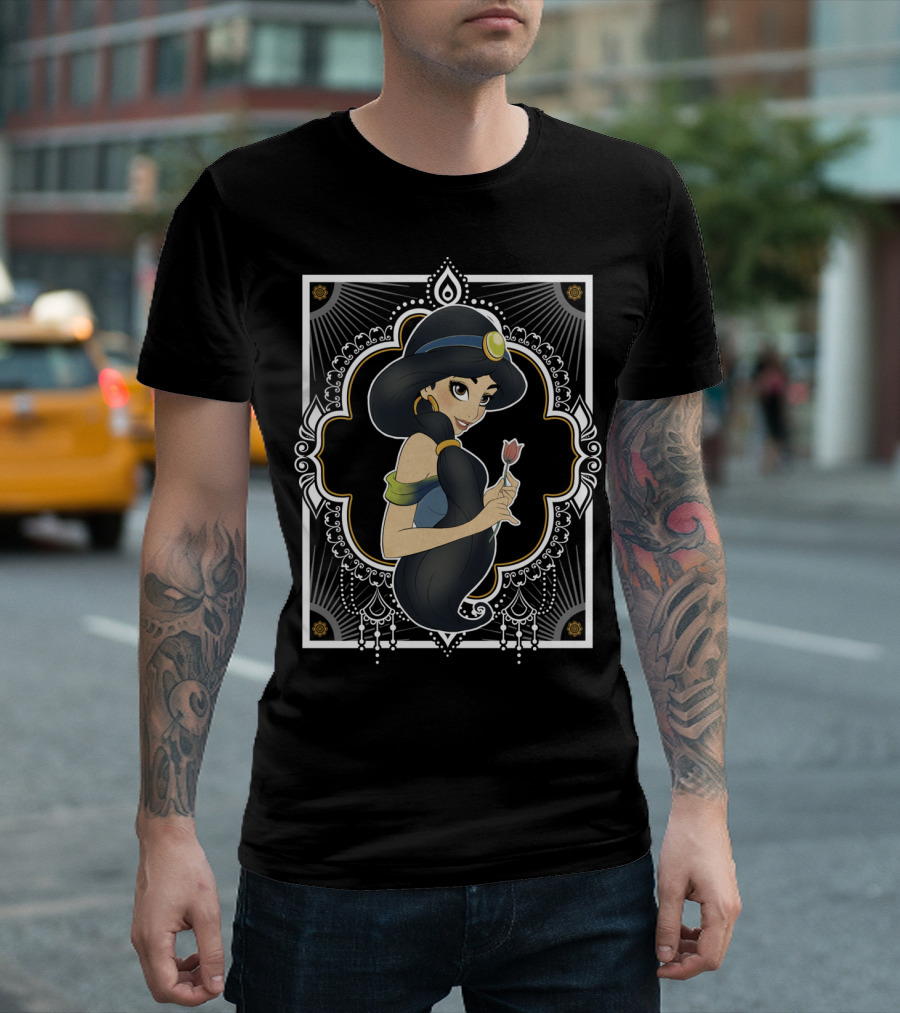 Disney Aladdin Jasmine Holding Rose Decorative Frame T-Shirt