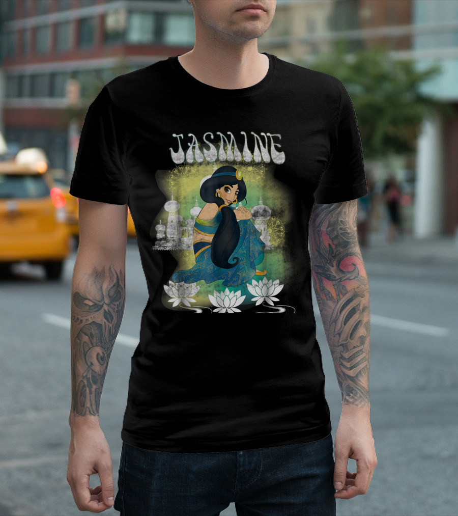 Jasmine Disney Aladdin Watercolor Lotus Flower T-Shirt