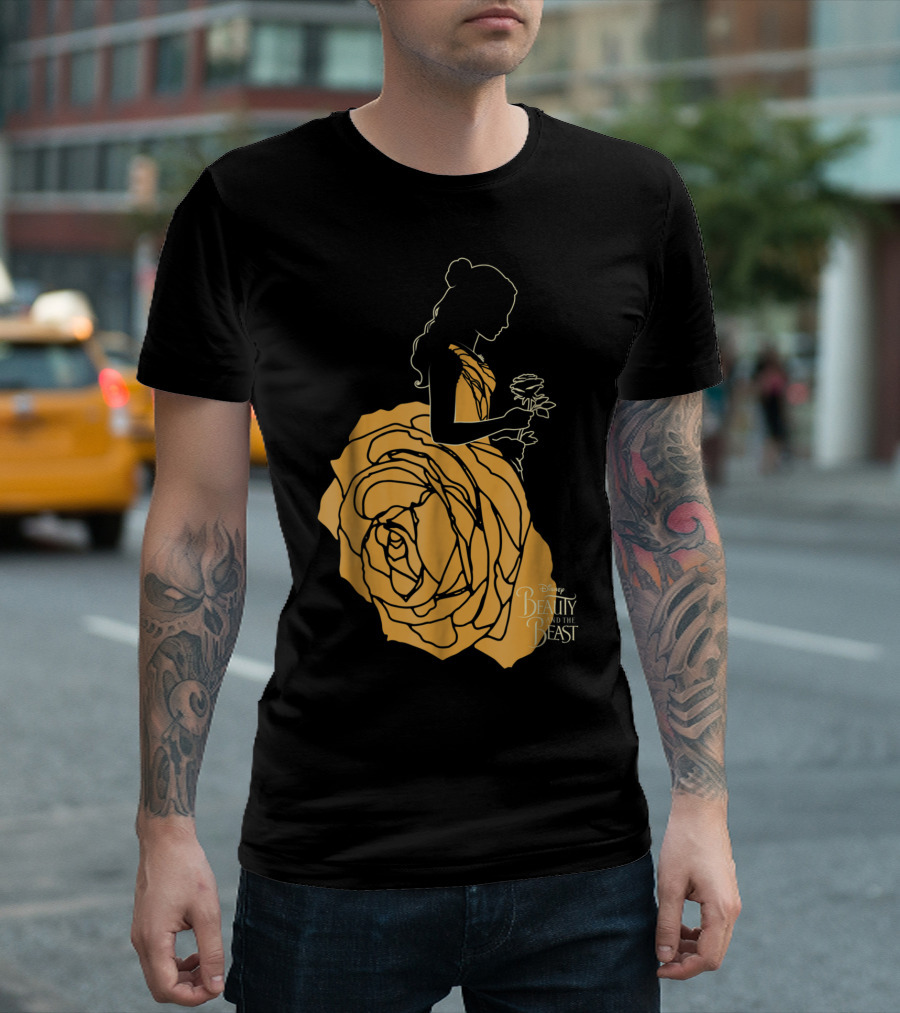 Disney Beauty And The Beast Belle Silhouette With Rose T-Shirt