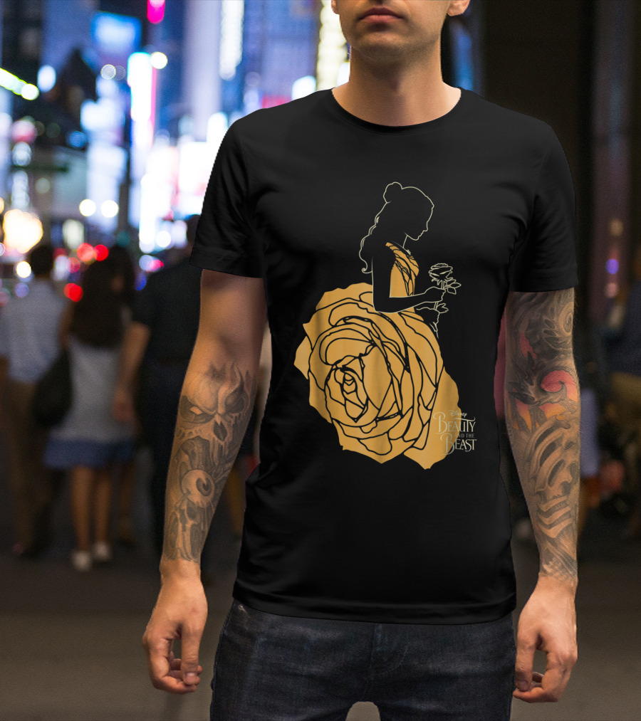 Disney Beauty And The Beast Belle Silhouette With Rose T-Shirt