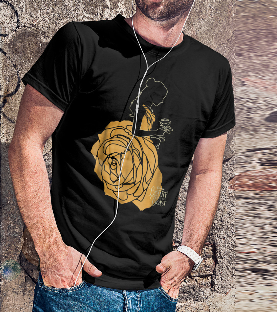 Disney Beauty And The Beast Belle Silhouette With Rose T-Shirt