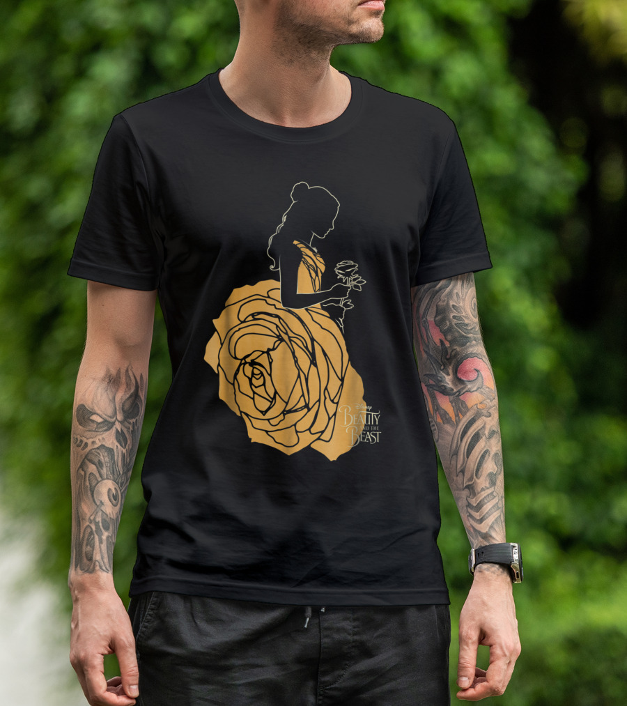 Disney Beauty And The Beast Belle Silhouette With Rose T-Shirt