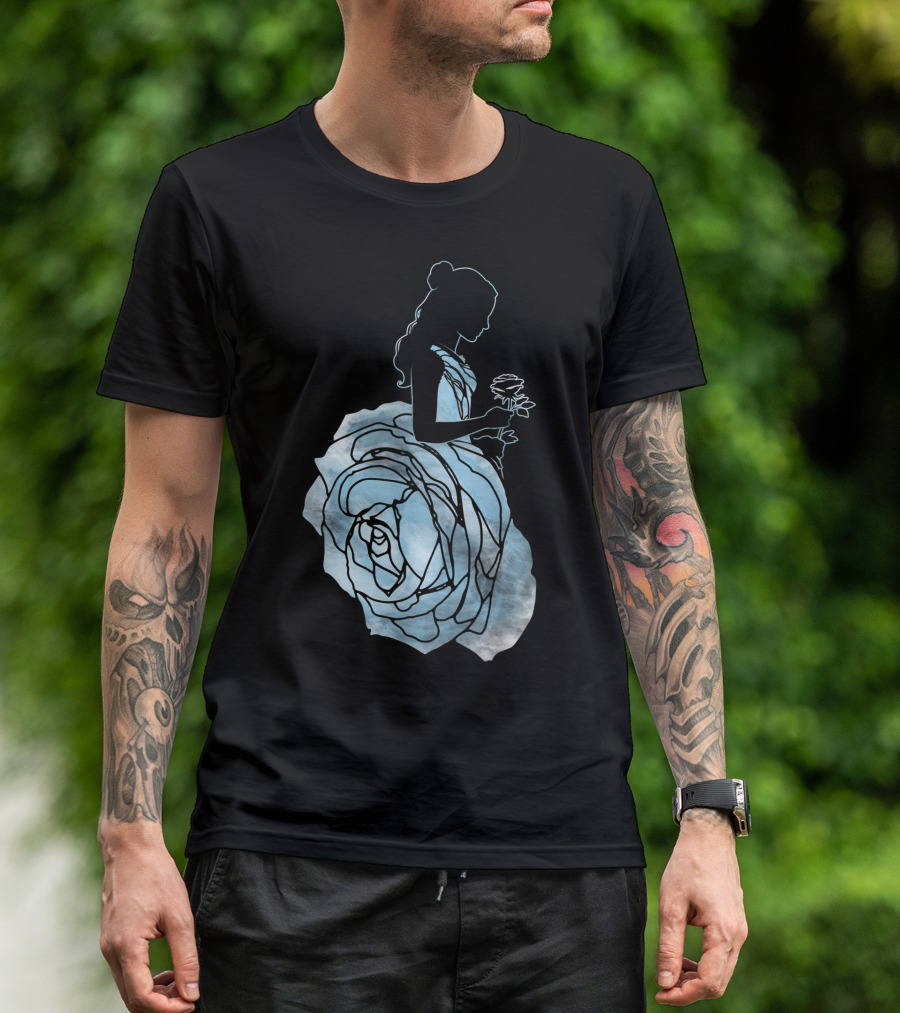 Disney Beauty And The Beast Belle Blue Rose T-Shirt