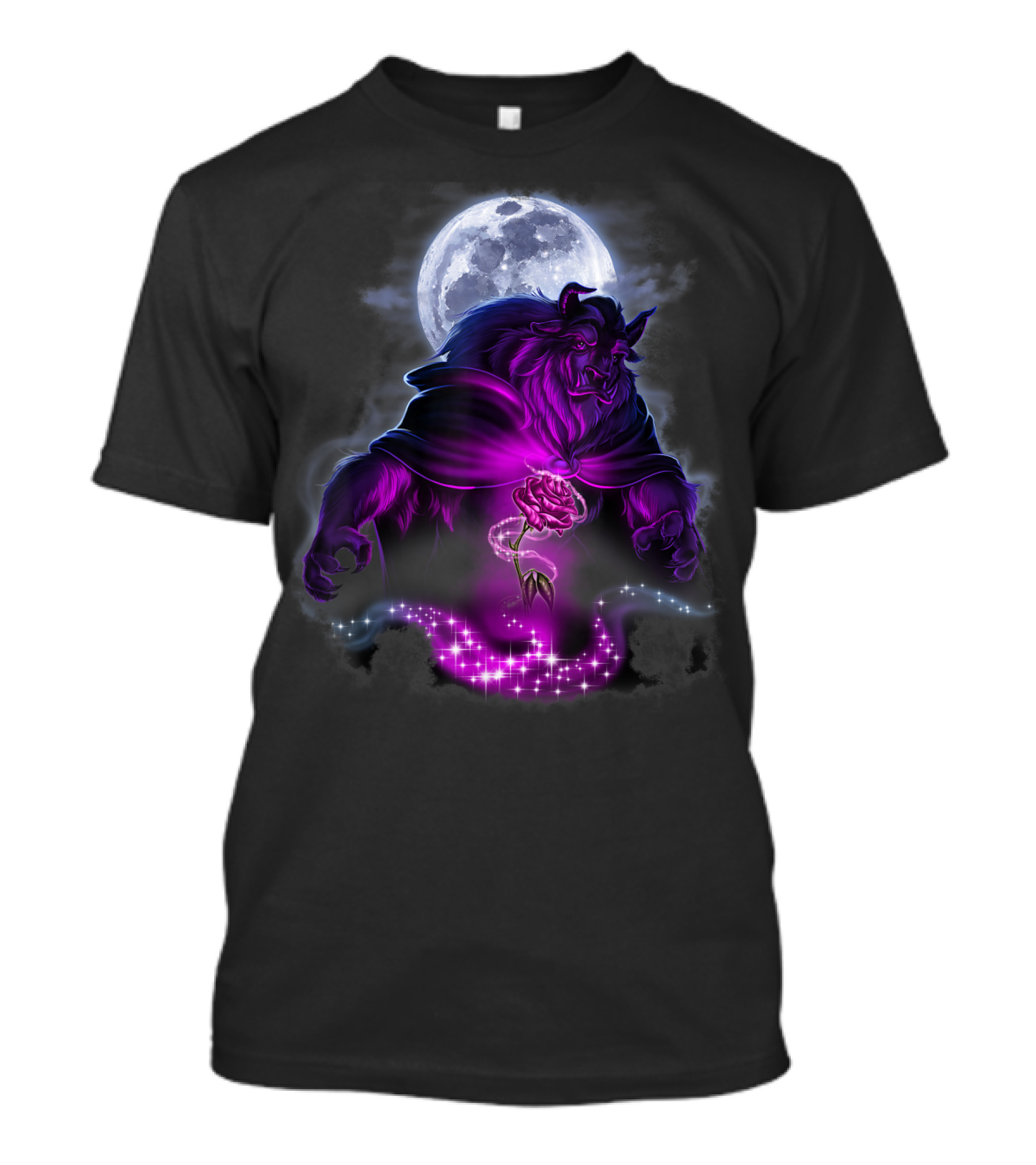 Disney Beauty And The Beast Moon Rose Airbrush T-Shirt