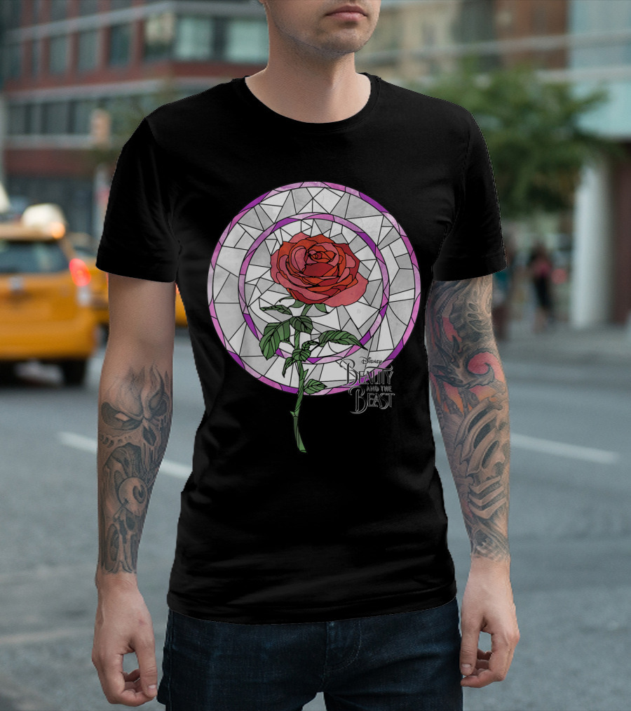 Disney Beauty and the Beast Rose Stained Glass T-Shirt