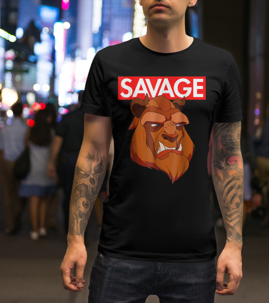 Disney Beauty Beast Savage Face Gra T-Shirt