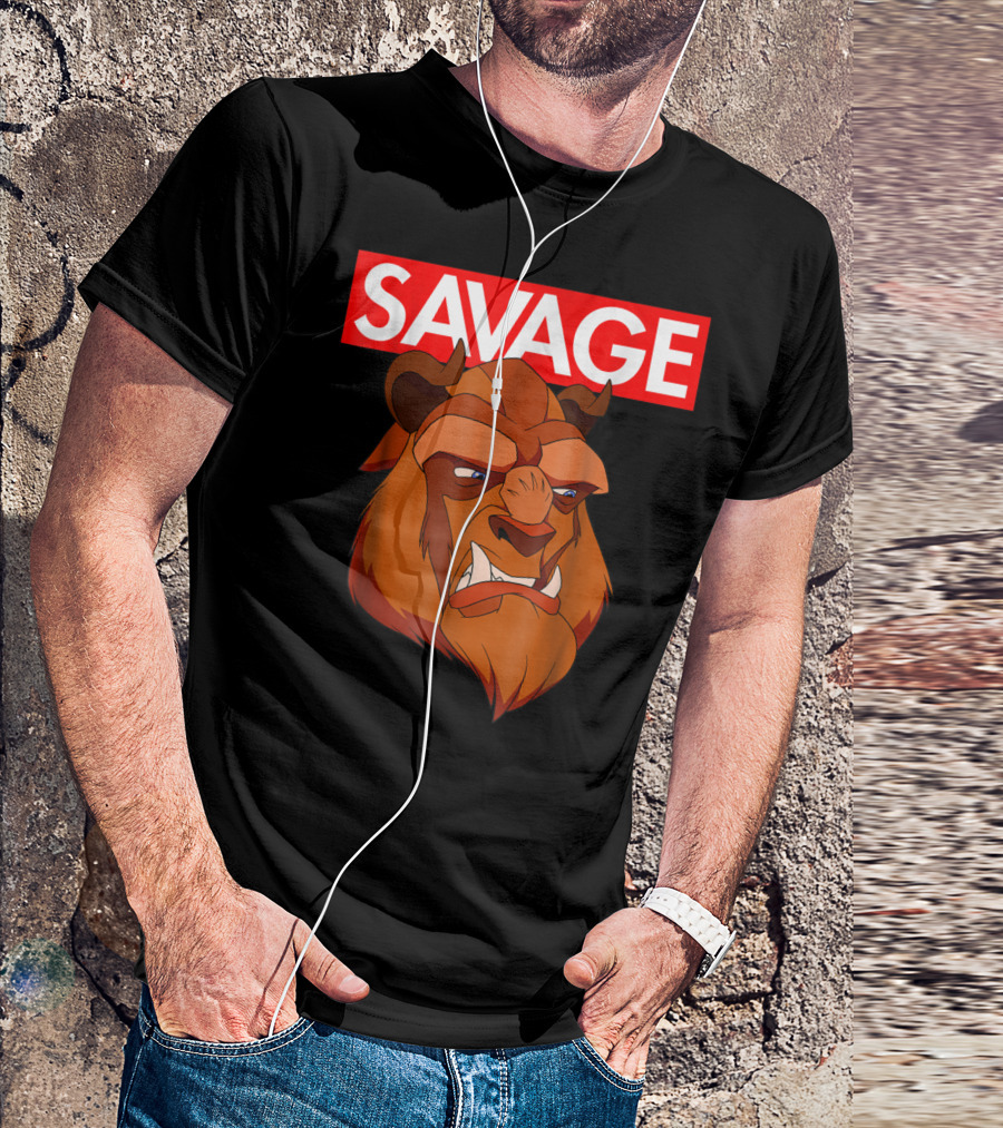 Disney Beauty Beast Savage Face Gra T-Shirt