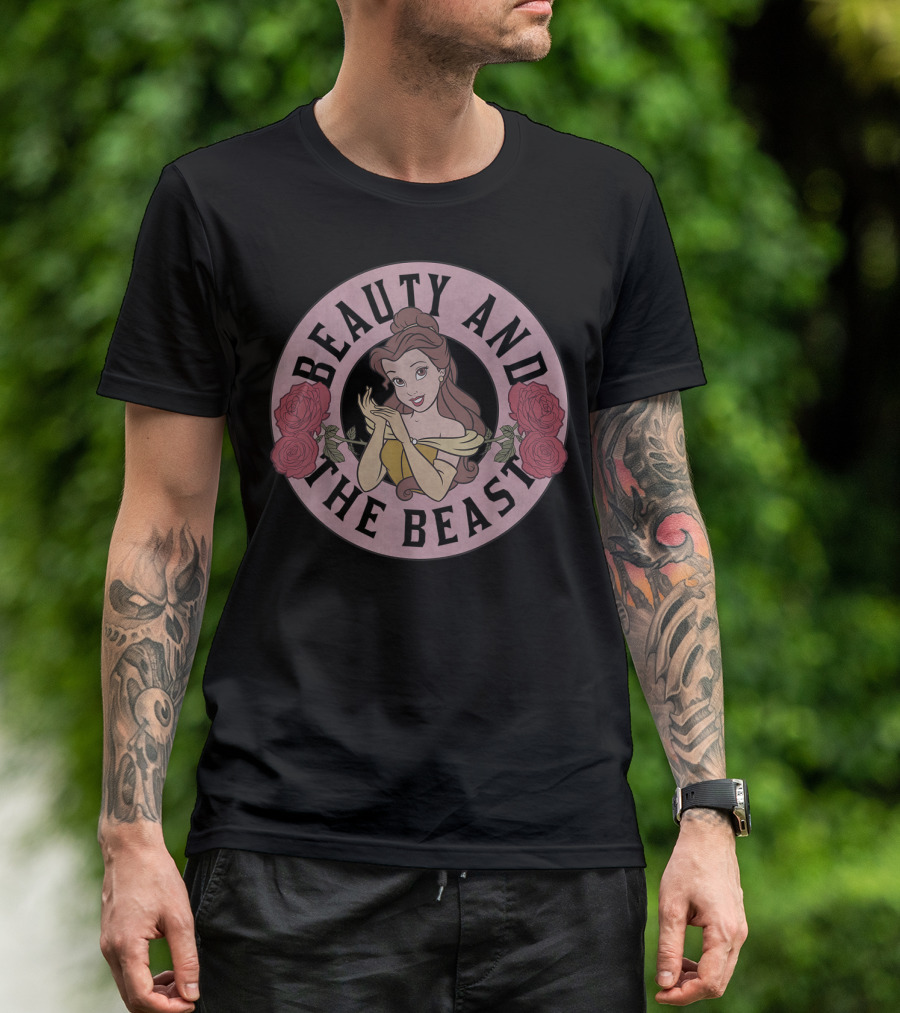 Disney Beauty And The Beast Belle Circle Roses T-Shirt