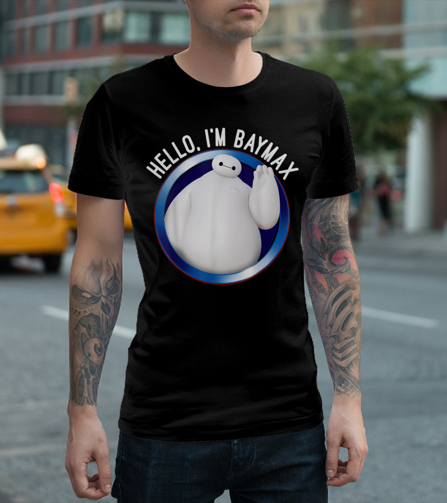 Disney Big Hero 6 Baymax Hello I'm Baymax Wave Circle T-Shirt