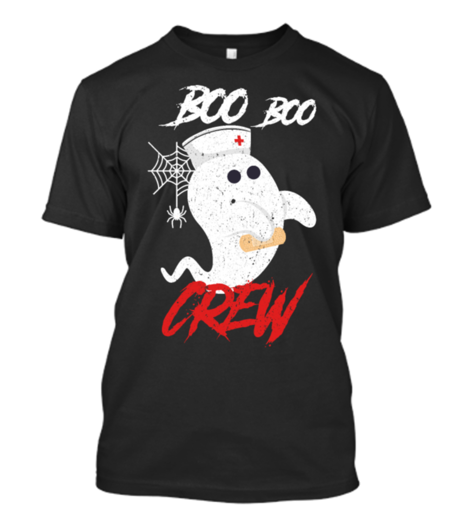 BOO BOO CREW Halloween Nurse Ghost With Spider Web T-Shirt