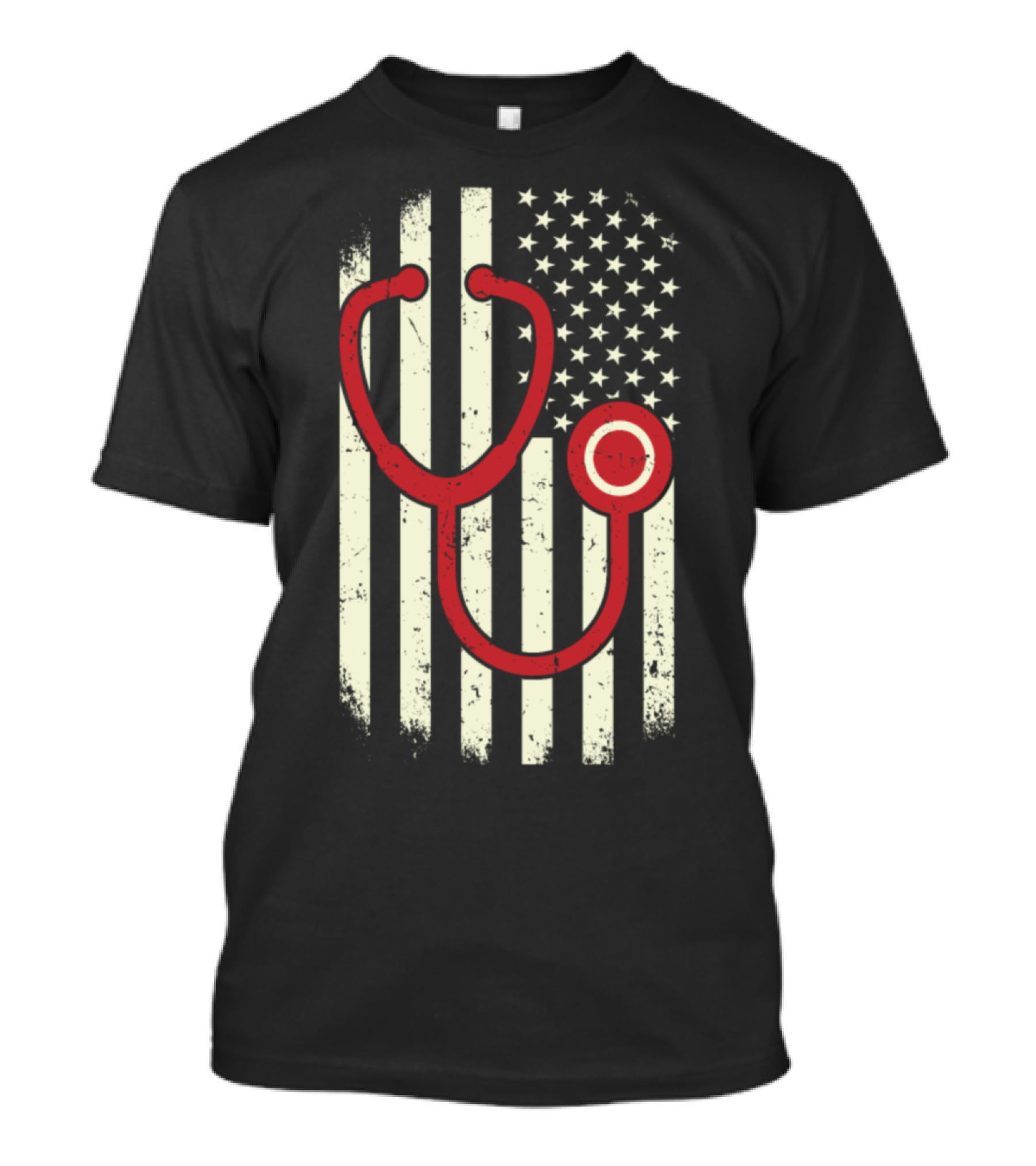 Doctor Nurse Stethoscope US Flag USA America T-Shirt