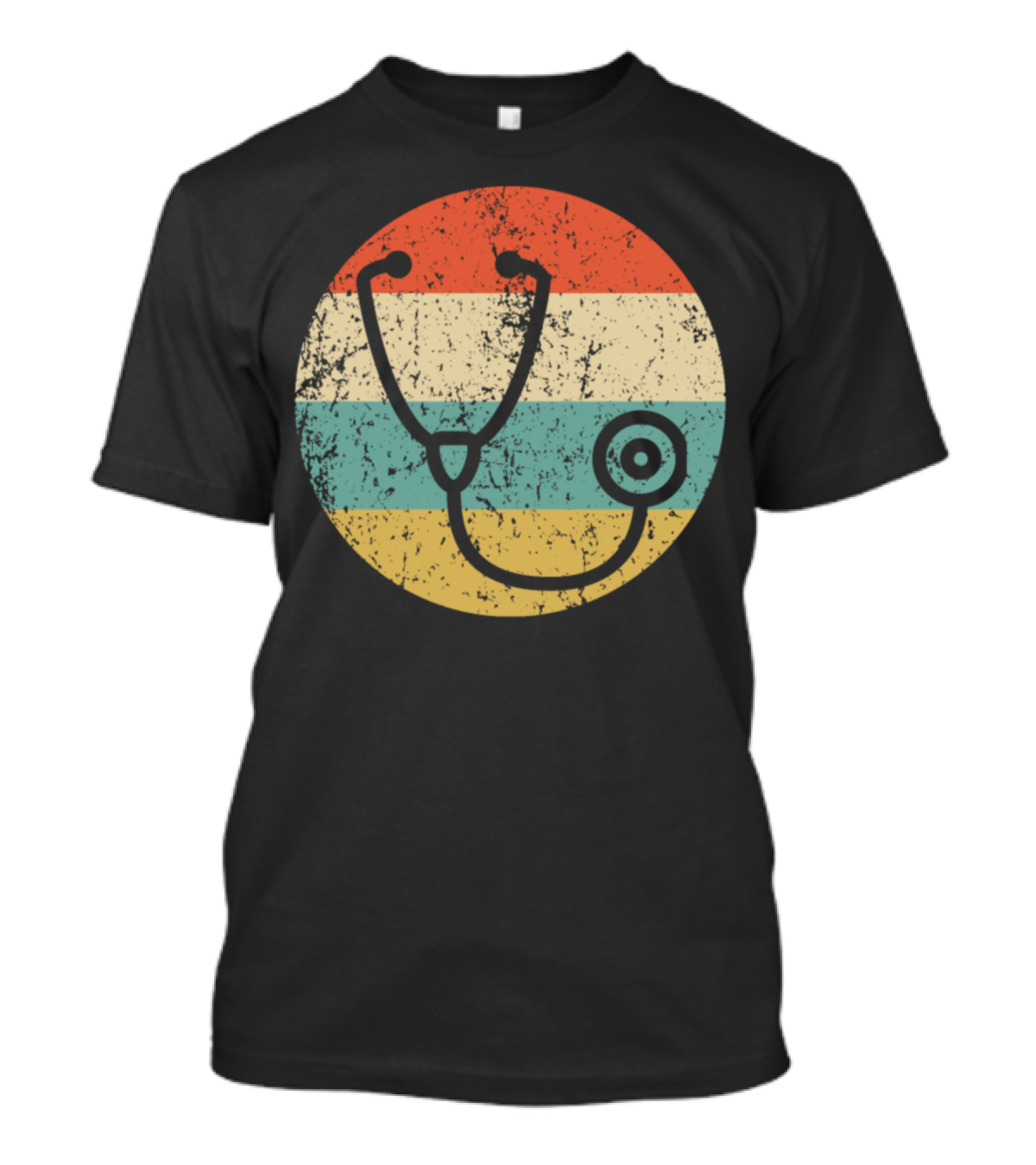Doctor Nurse Vintage Stethoscope Retro Circle Stripe T-Shirt