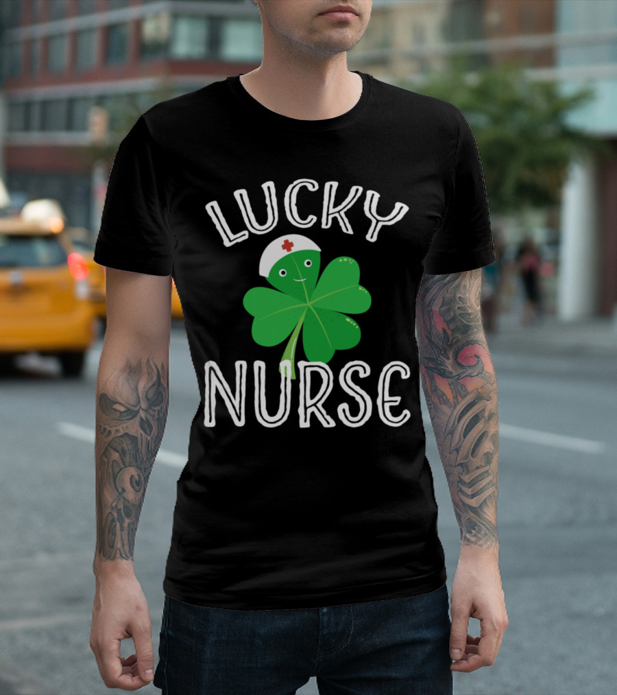 Lucky Nurse Shamrock with Nurse Hat T-Shirt