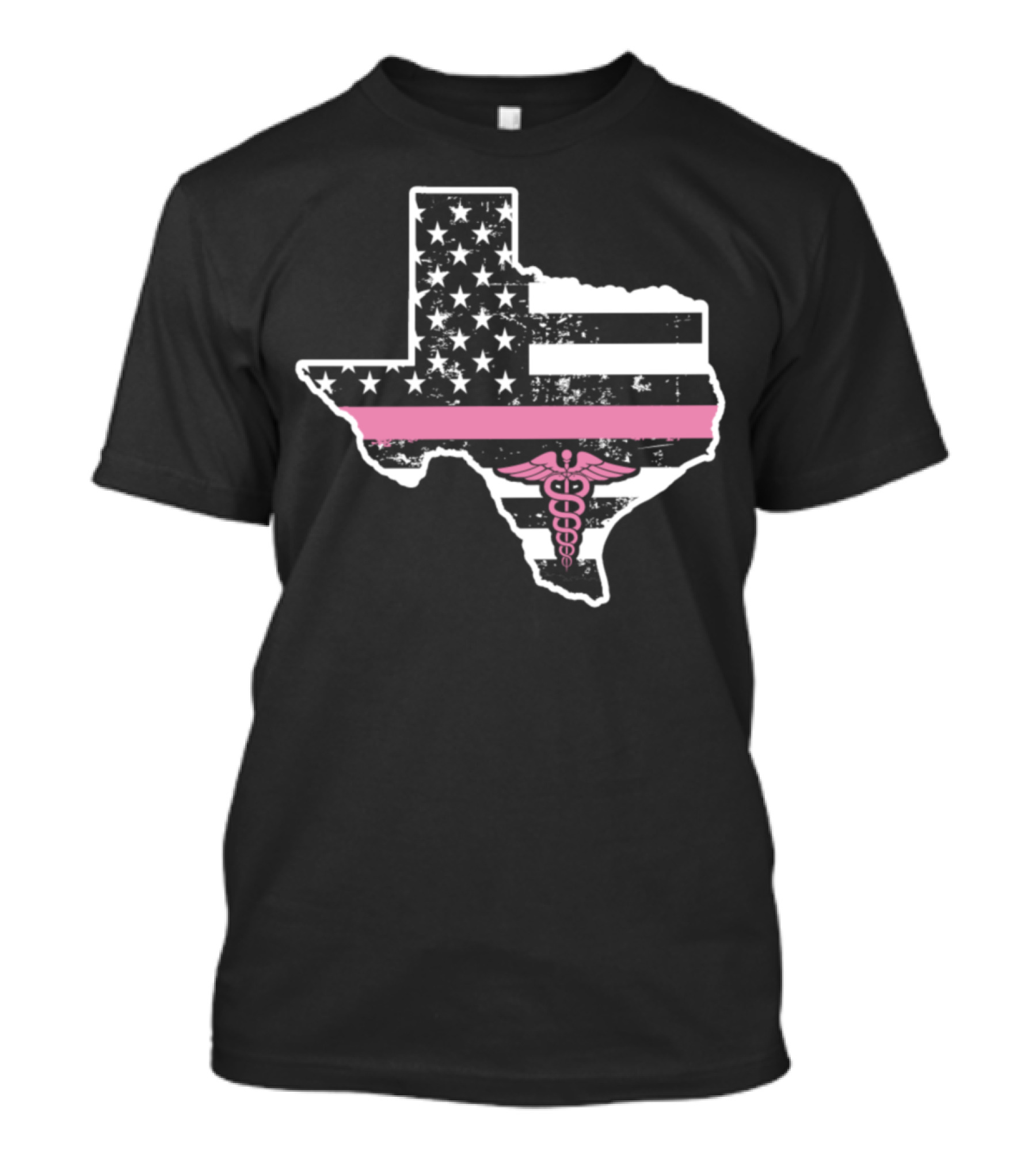 Texas Nurse CNA RN RNA Medical Caduceus USA Flag T-Shirt