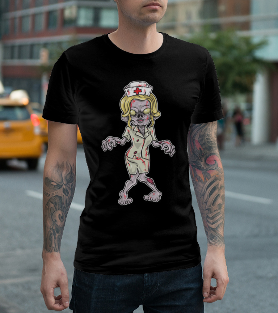 Zombie Nurse Costume Halloween Creepy Travel Nurse T-Shirt