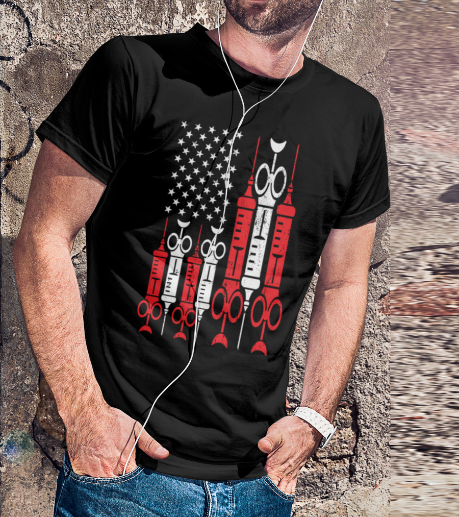 4th Of July Nurse American Flag Syringes T-Shirt