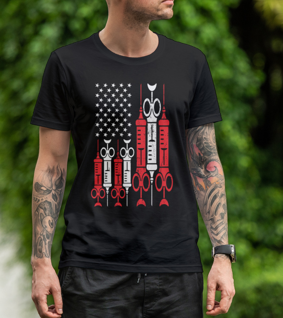 4th Of July Nurse American Flag Syringes T-Shirt