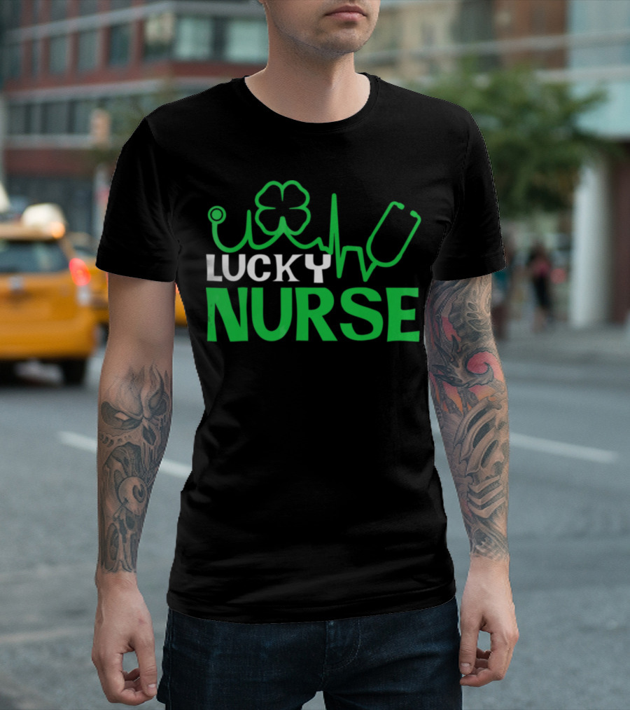 Lucky Nurse Stethoscope Shamrock St Patrick Day T-Shirt