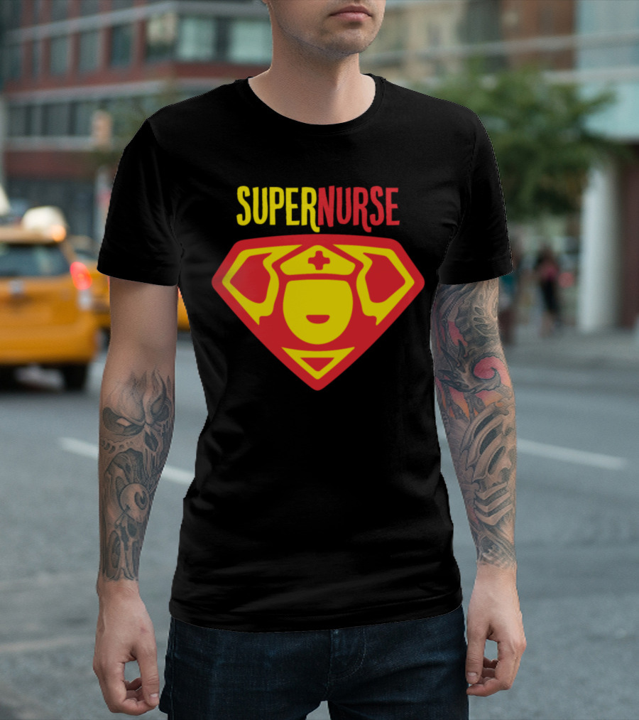 Super Nurse Badge with Red and Yellow Emblem T-Shirt