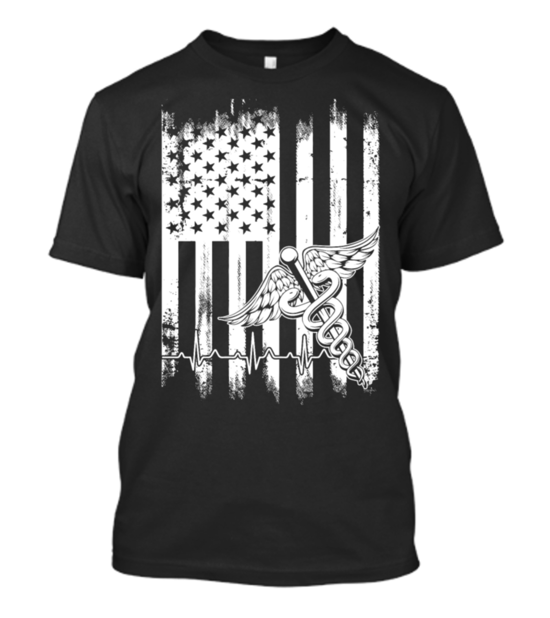 USA Nurse Caduceus American Flag T-Shirt
