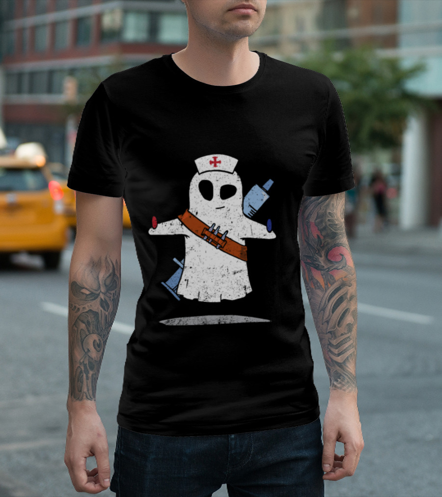 Boo Boo Nurse Ghost With Bandolier And Medical Supplies T-Shirt