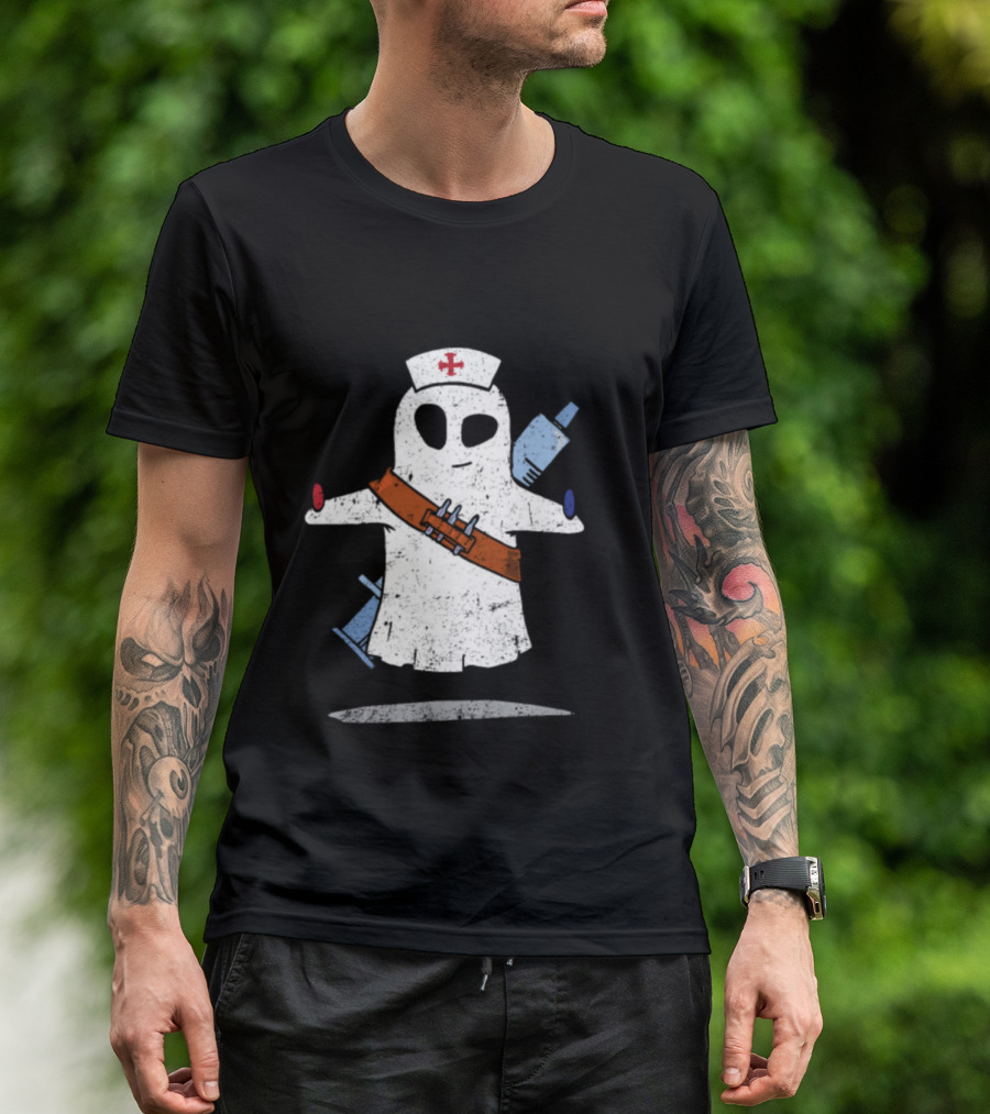 Boo Boo Nurse Ghost With Bandolier And Medical Supplies T-Shirt