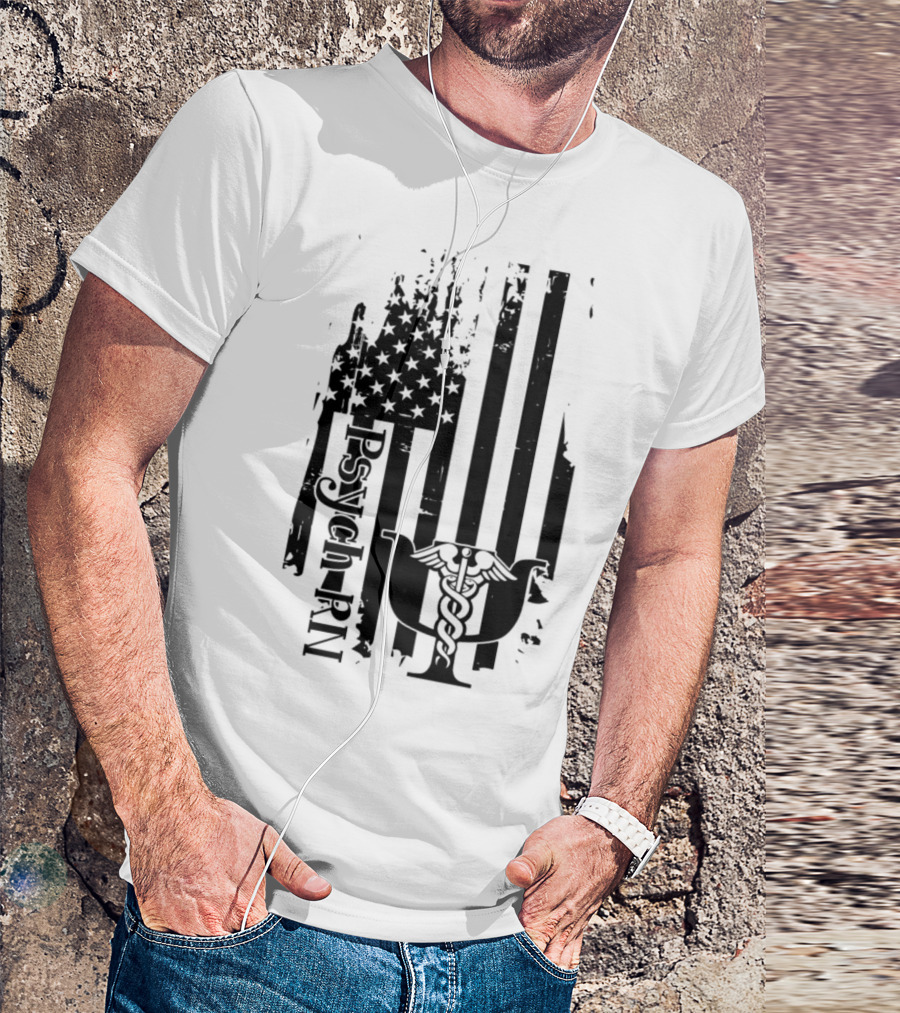 Psych RN American Flag Caduceus T-Shirt