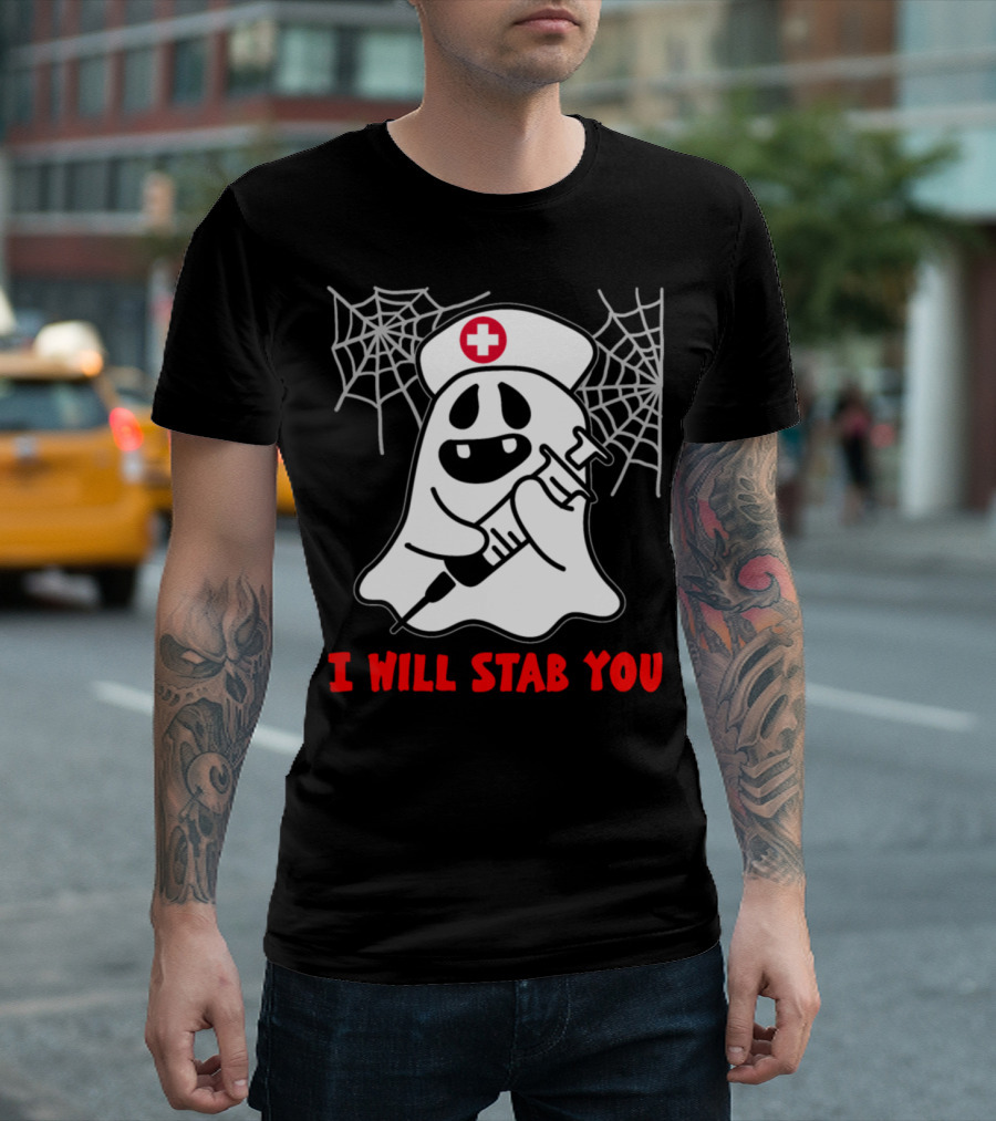 Halloween Nurse Spirit Ghost I Will Stab You T-Shirt