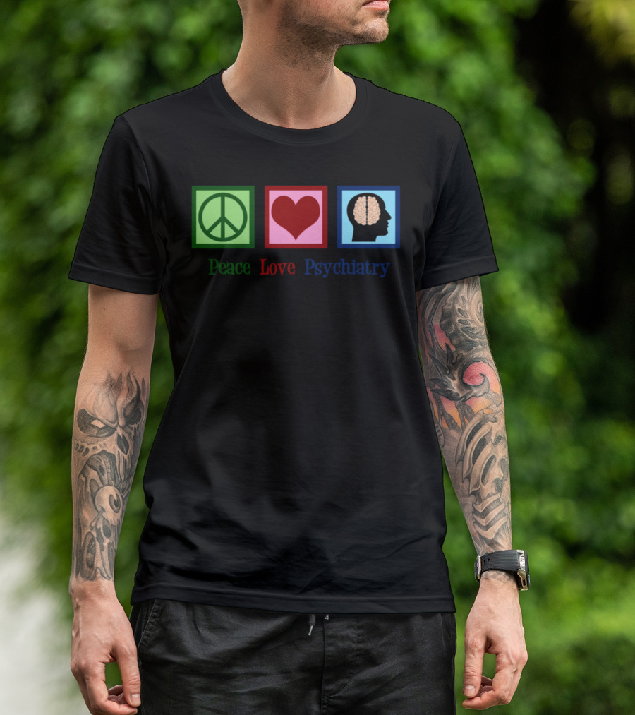 Peace Symbol Heart Brain Psychiatry T-Shirt
