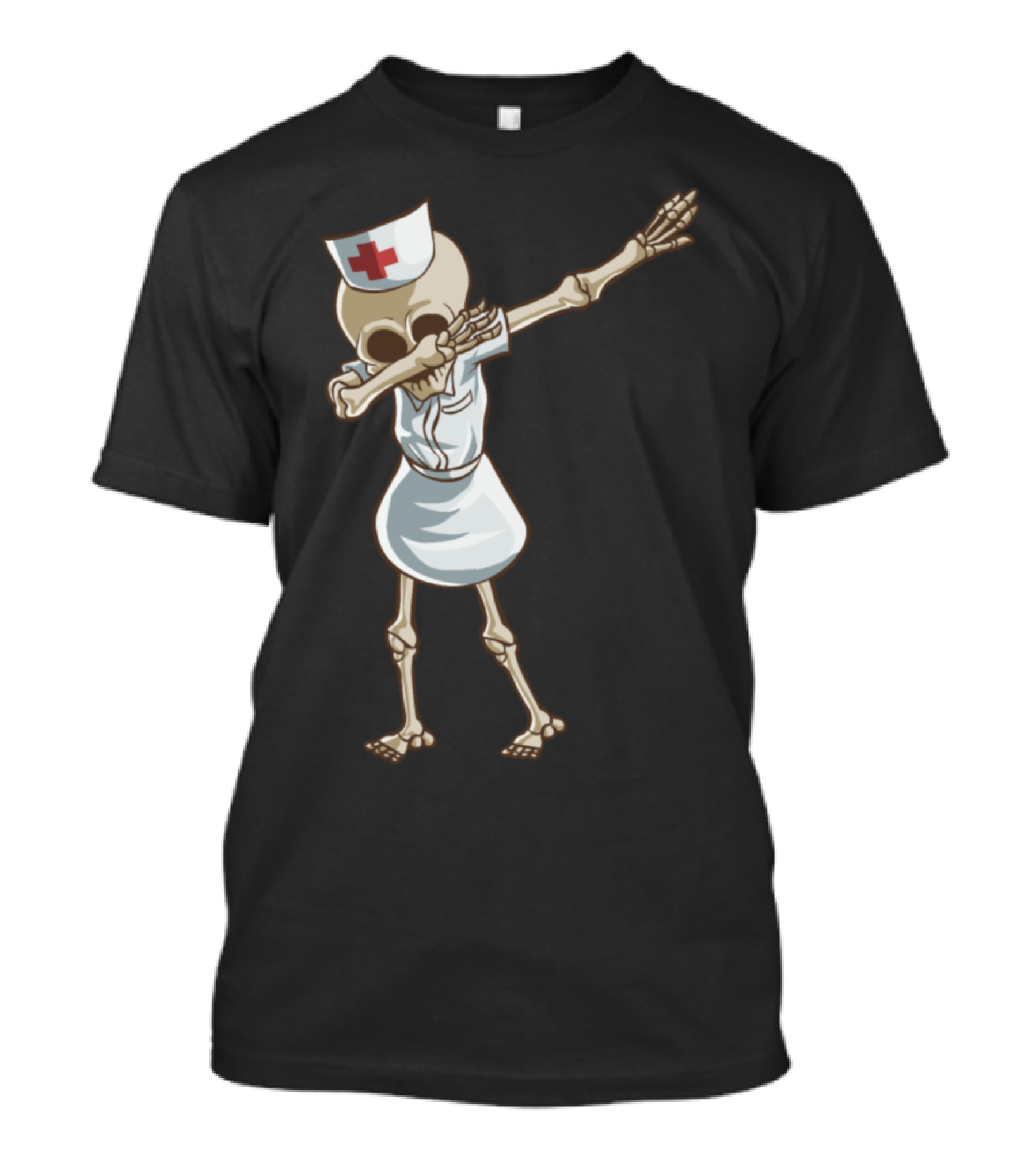 Halloween Dabbing Skeleton Nurse With Red Cross Hat T-Shirt