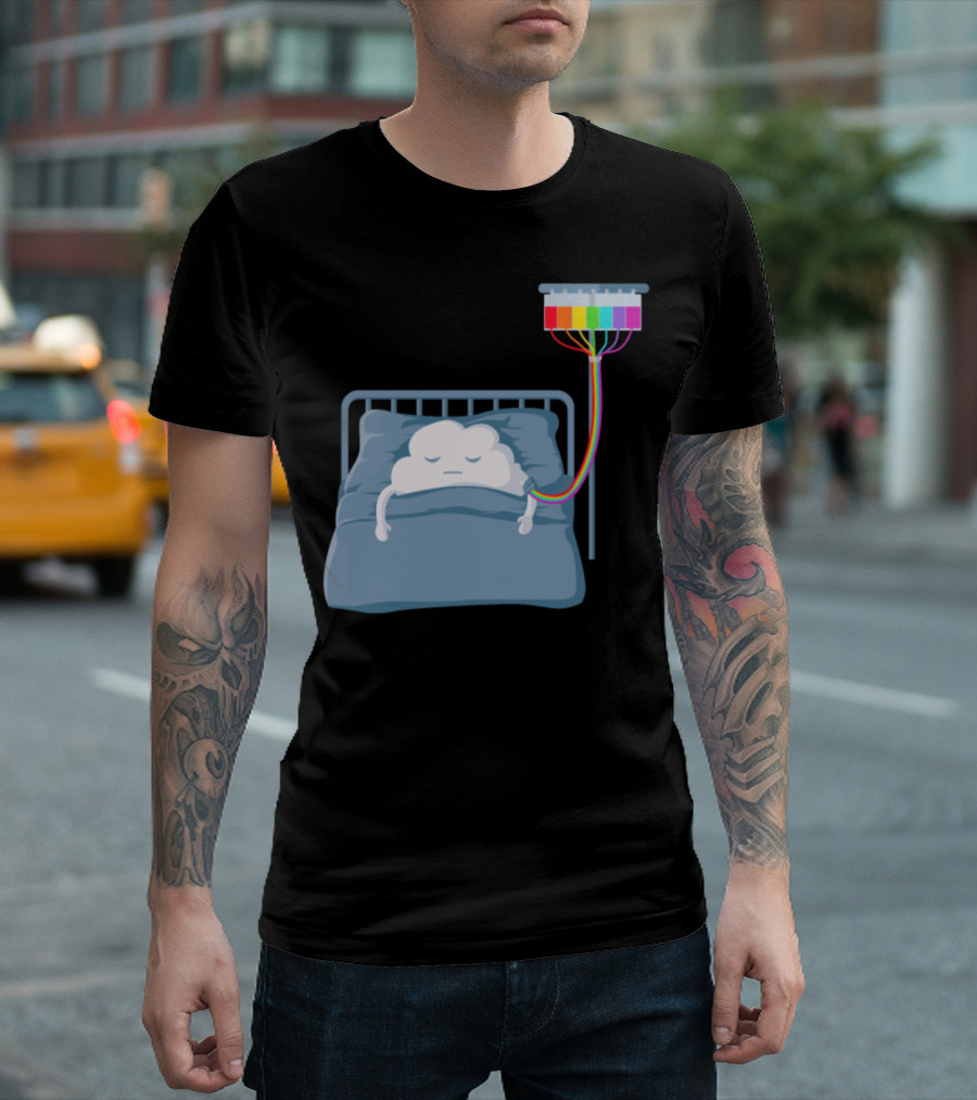 Cloud Infusion with Rainbow Colors in Bed T-Shirt