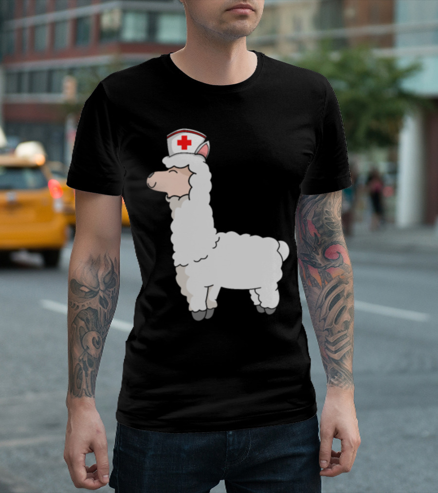 Cute Llama Nurse Celebrating International Nurse Day T-Shirt