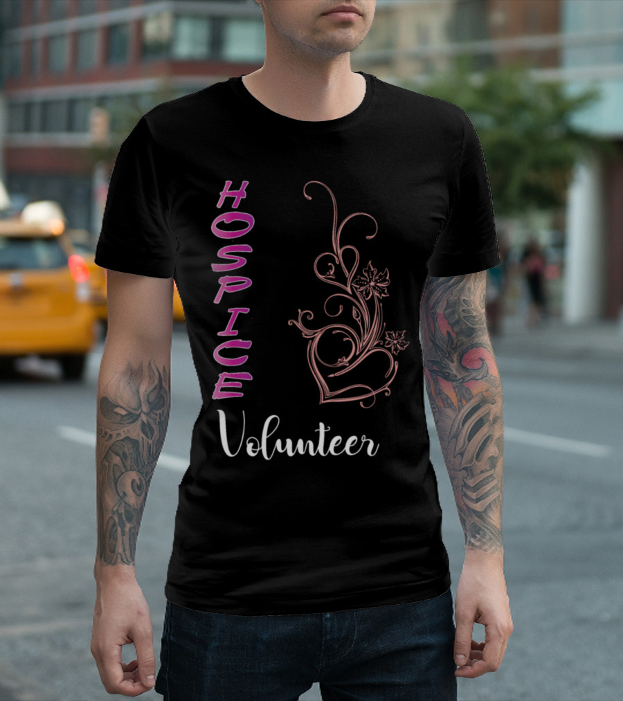 Hospice Volunteer Heart Floral T-Shirt