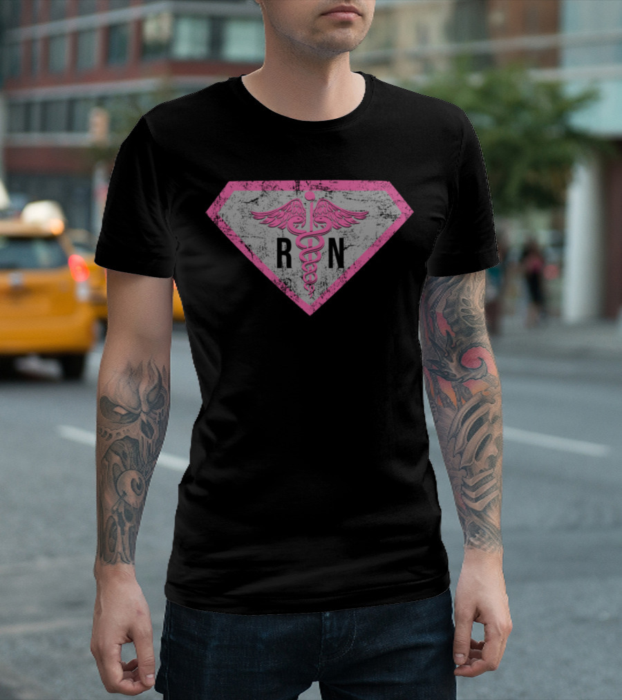 Superhero RN Caduceus Pink Shield T-Shirt