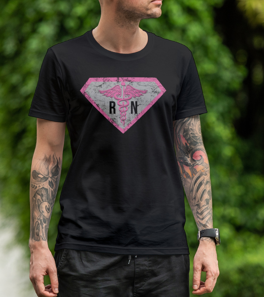 Superhero RN Caduceus Pink Shield T-Shirt