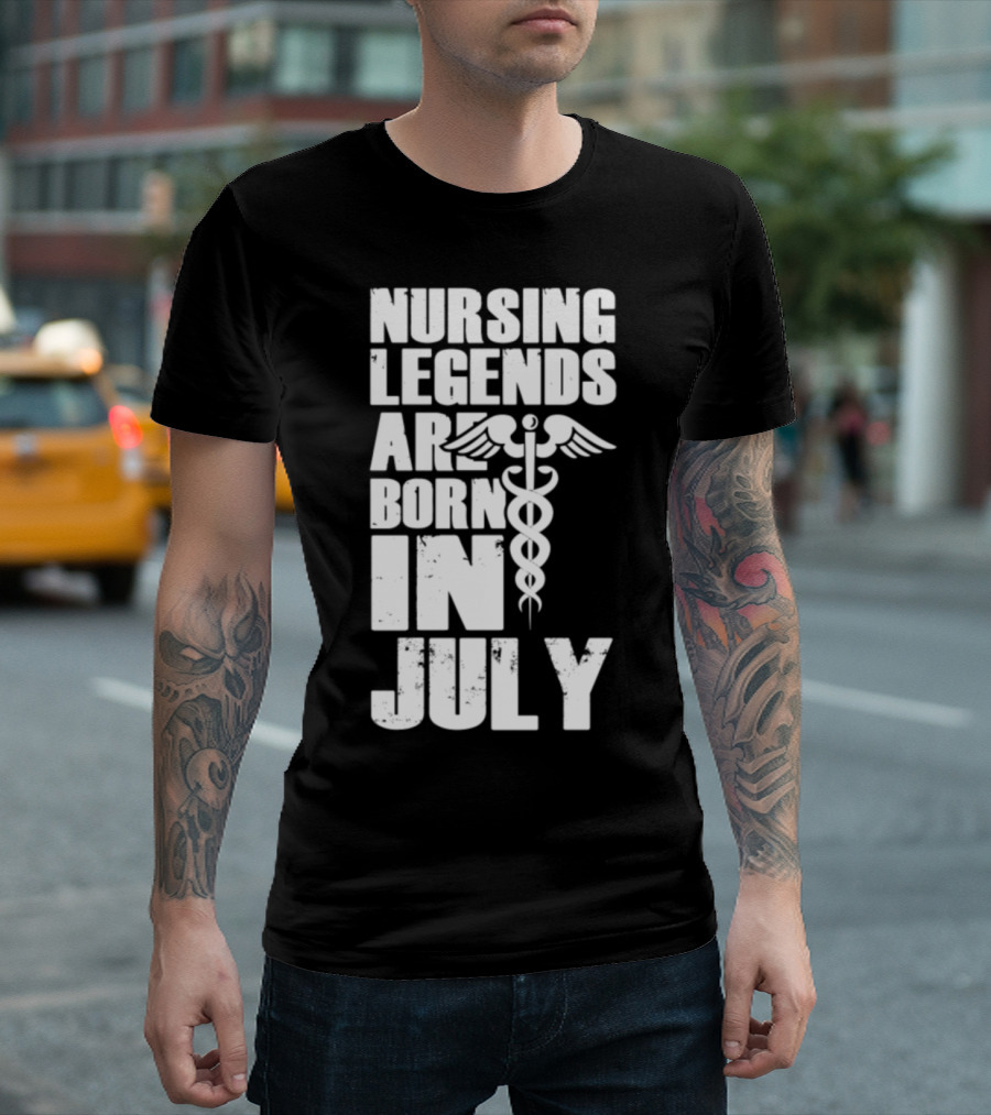 Nursing Legends Are Born In July Caduceus T-Shirt