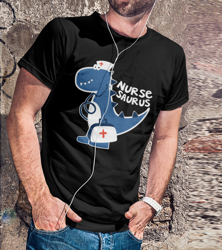 Nurse Saurus Dinosaur Nurse With Medical Bag And Stethoscope T-Shirt
