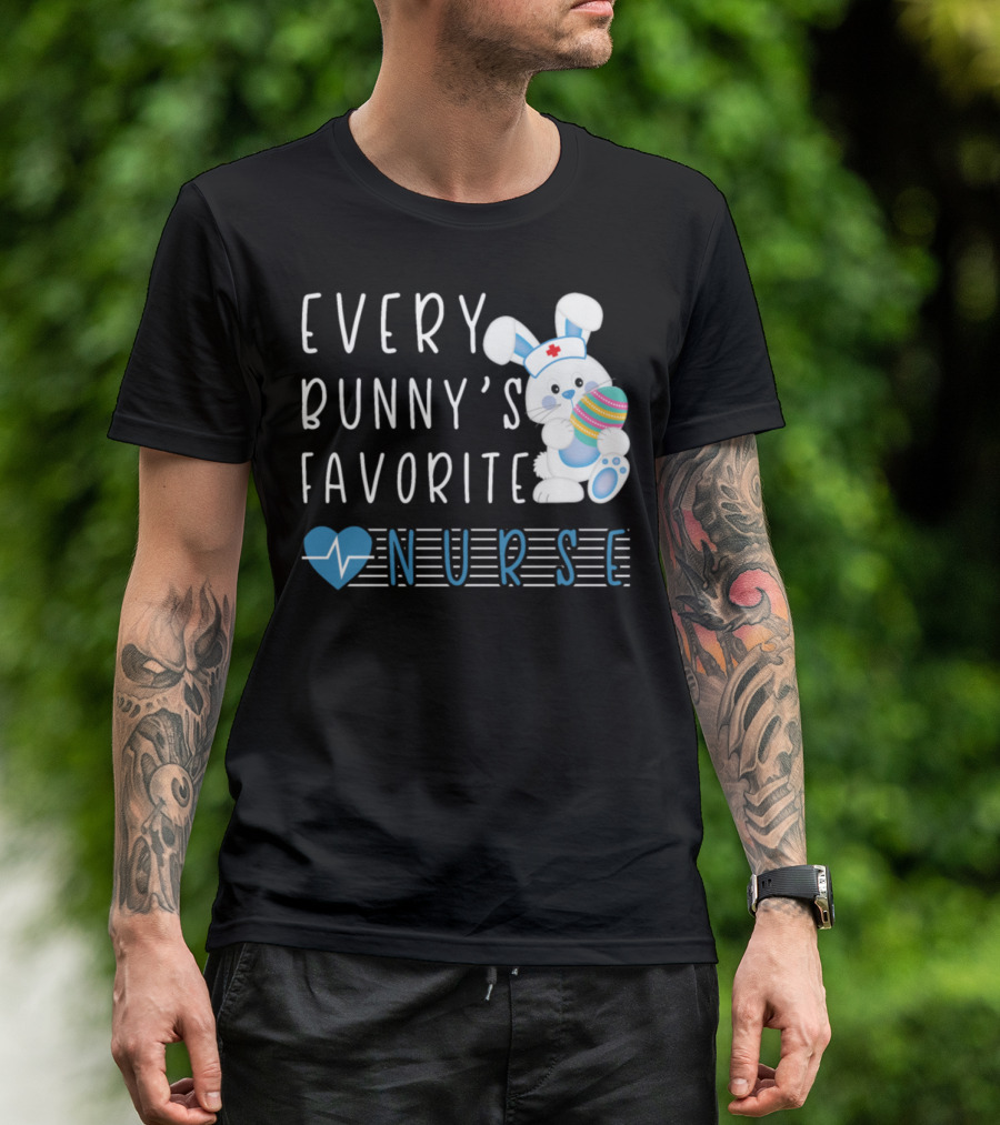 Every Bunny's Favorite Nurse Heartbeat Bunny Egg T-Shirt